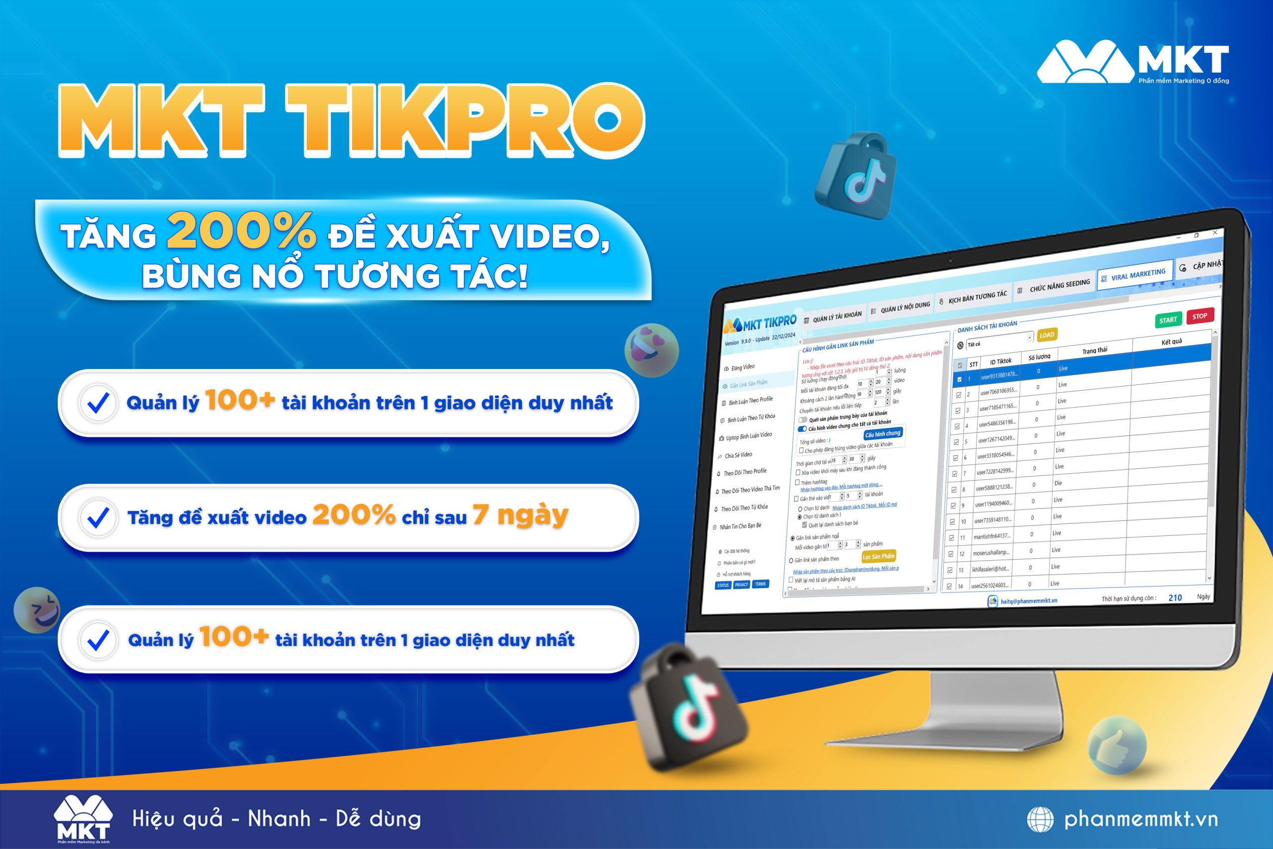 MKT TikPro - Công cụ TOP 1 giúp video lên xu hướng TikTok