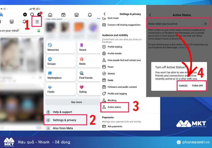 Cách tắt trạng thái hoạt động Facebook trên điện thoại - Facebook