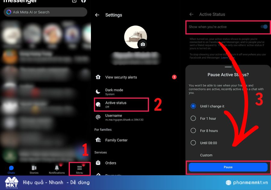 Cách tắt trạng thái hoạt động Facebook trên điện thoại - Messenger