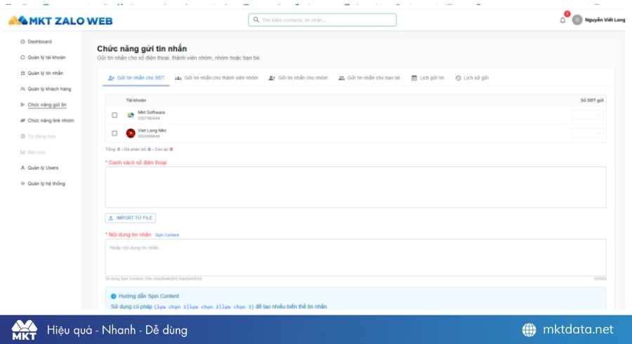 Phần mềm MKT Zalo Web