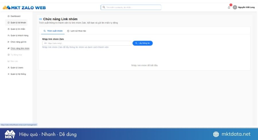 Phần mềm MKT Zalo Web